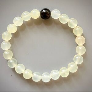 Soft Light Yellow New Jade Handcrafted Bead Bracelet